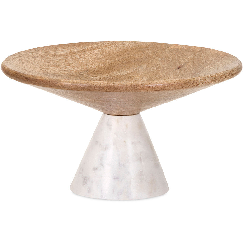 Ackary Wood and Marble Pedestal Bowl