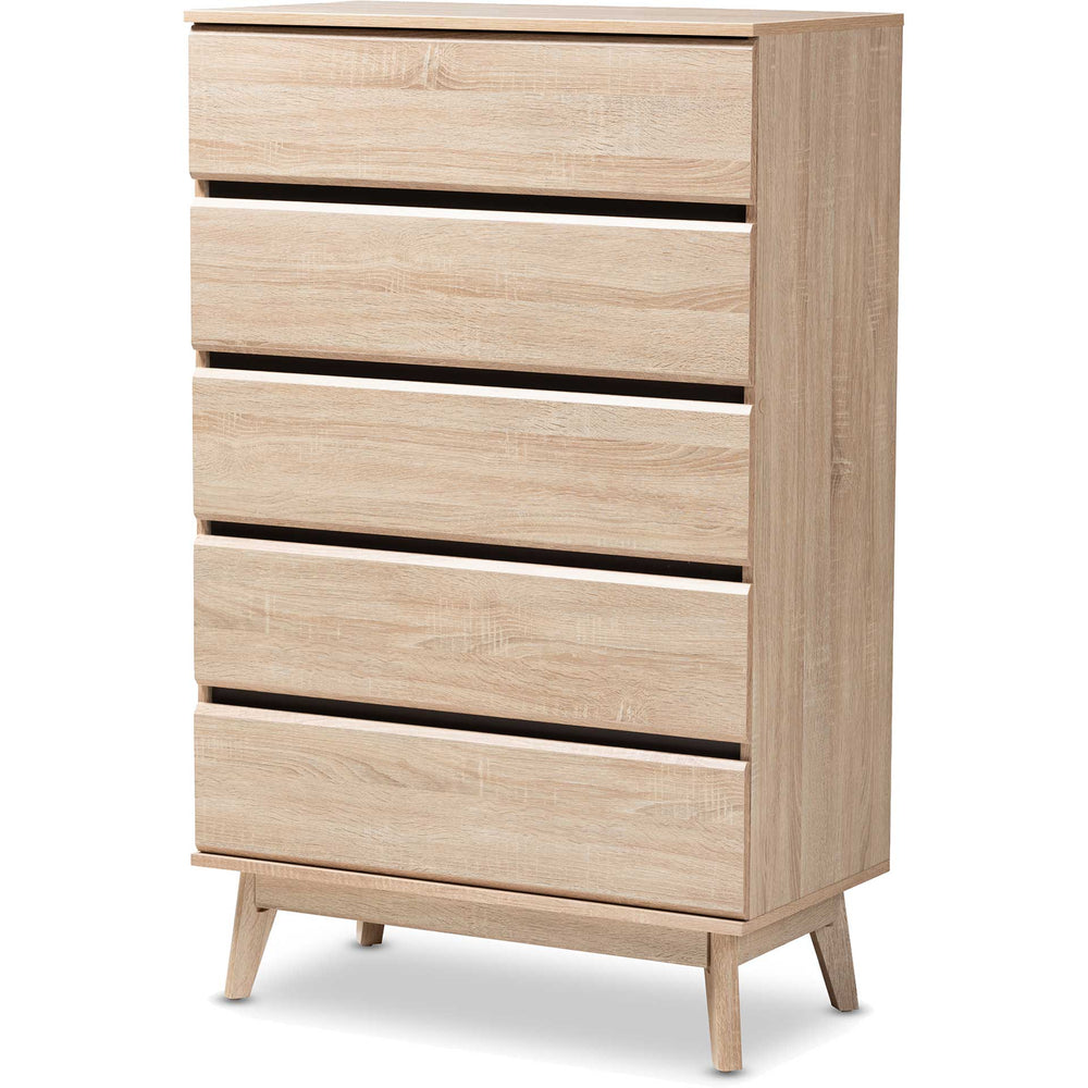 Miabella 5-Drawer Chest Oak/Dark Gray - Froy.com