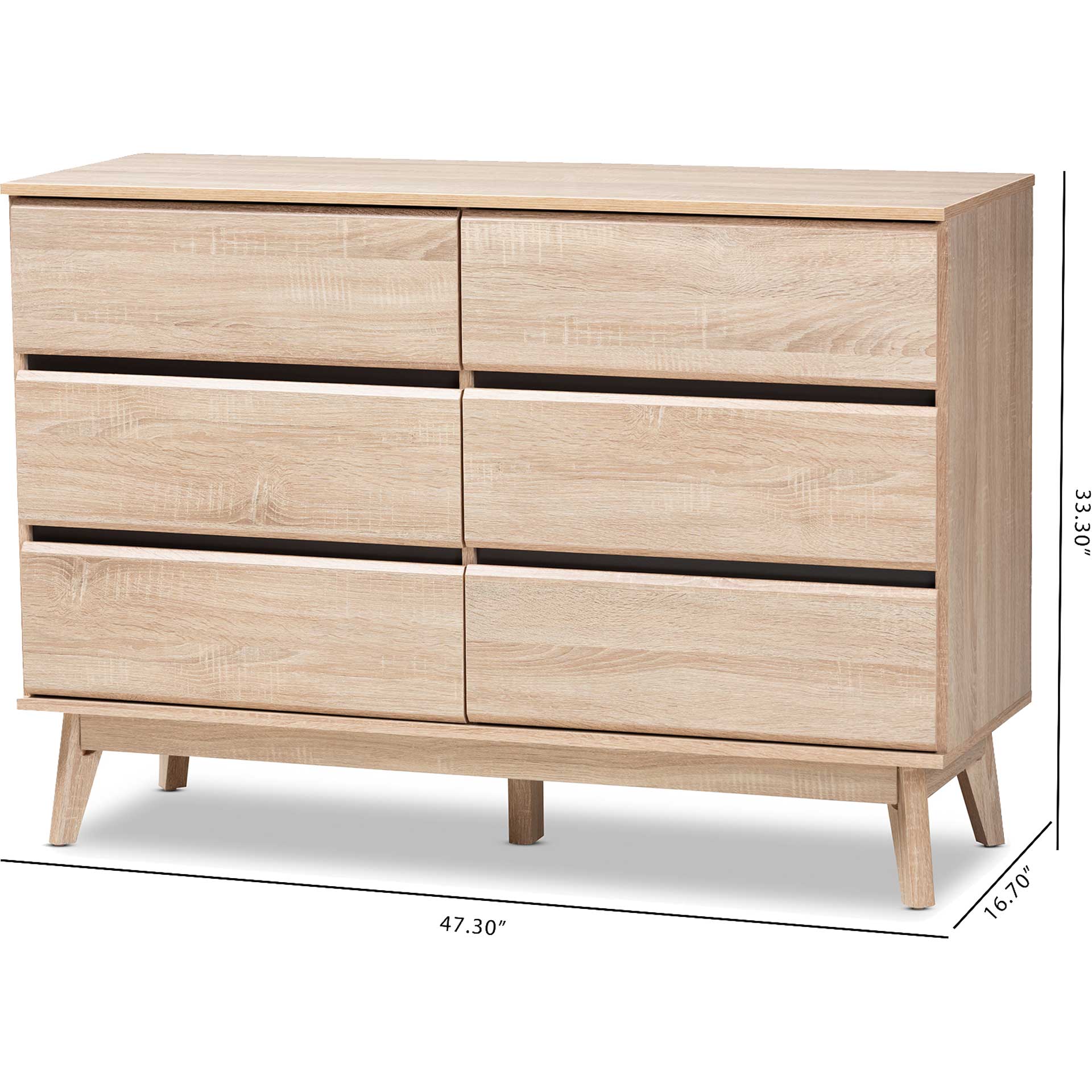 Miabella 6-Drawer Dresser Oak/Dark Gray