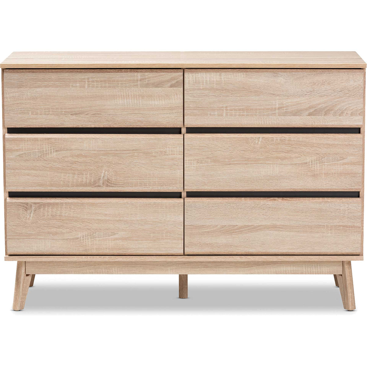 Miabella 6-Drawer Dresser Oak/Dark Gray