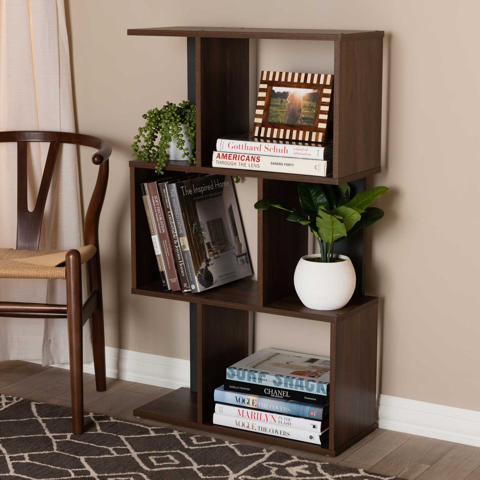 Leala Shelving Unit Walnut/Dark Gray