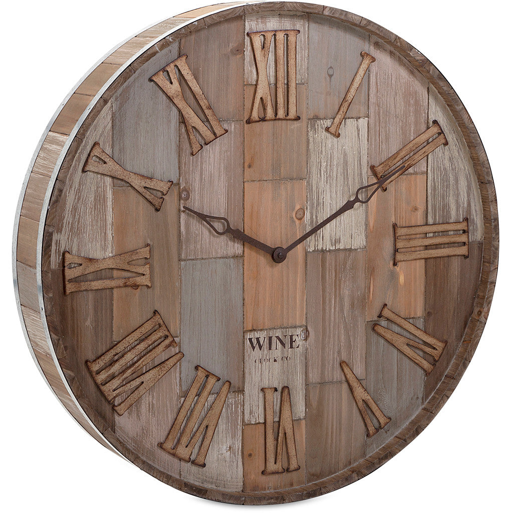 Wine Barrel Wood Wall Clock