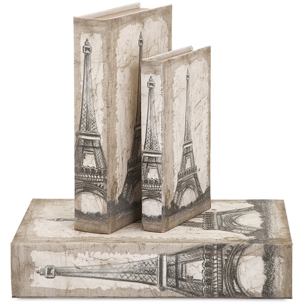 Eiffel Tower Travel Book Boxes (Set of 3)