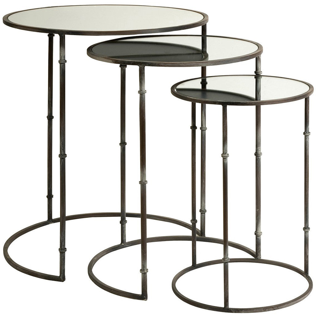 Fresno 3-Piece Mirror Top Nesting Tables