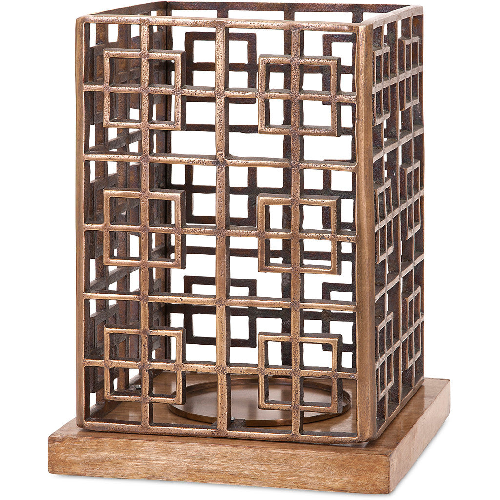 Kampfner Aluminum and Wood Candle Holder