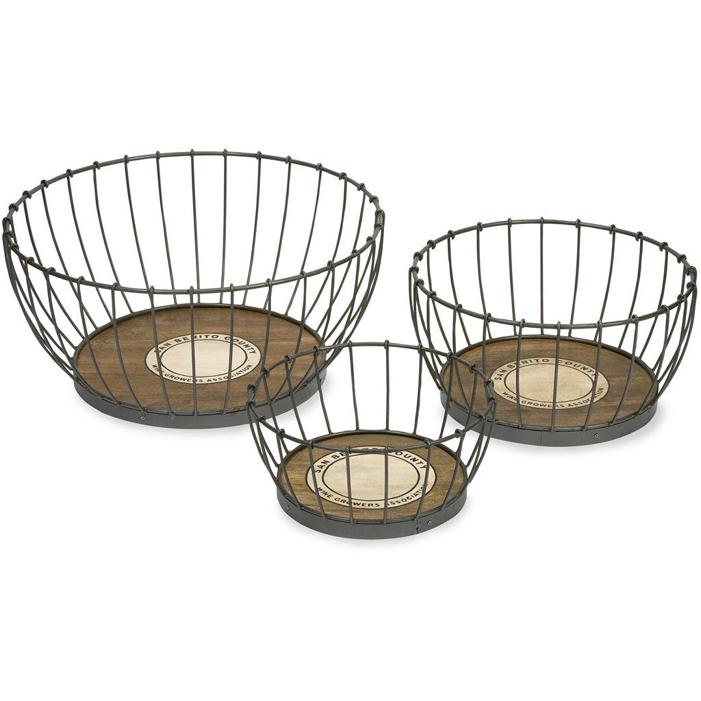 Bay Wood and Metal Baskets