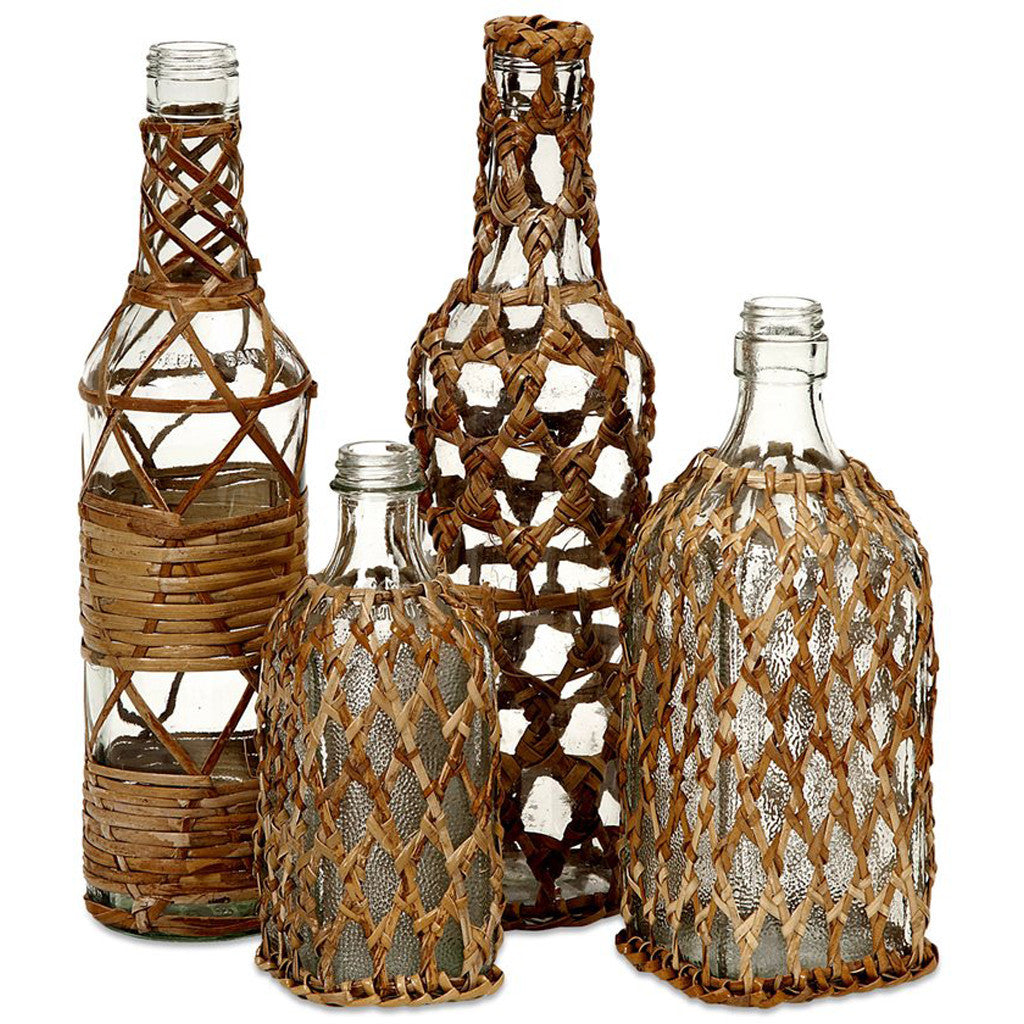 Manatee Rattan Glass Bottles (Set of 4)