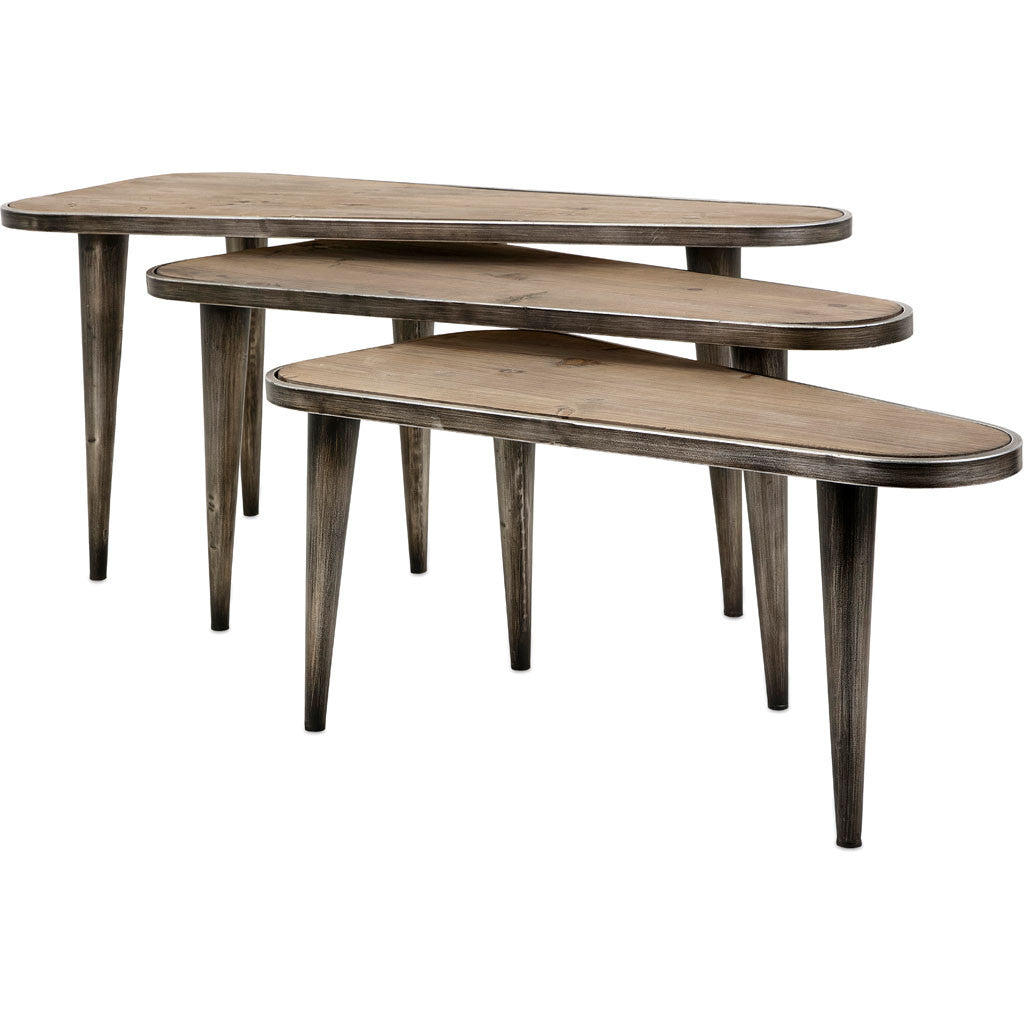 Oriana Wood and Metal Tables (Set of 3)