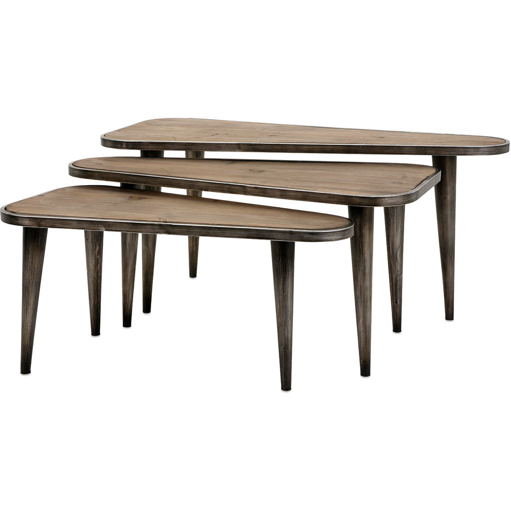 Oriana Wood and Metal Tables (Set of 3)