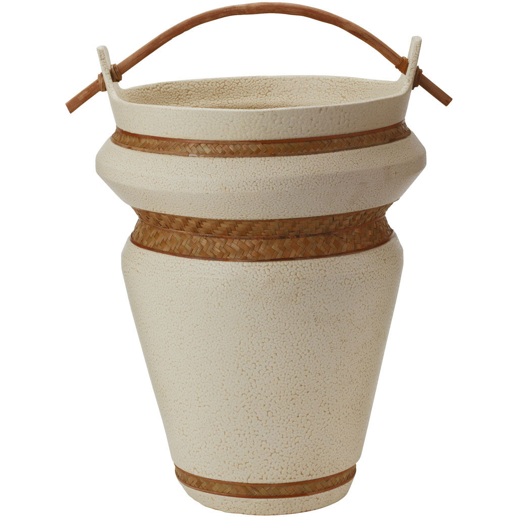 Sculpted Woven Seagrass Trim Urn