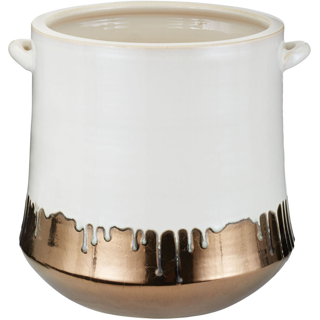 Alecos White Alloy Drip Crock