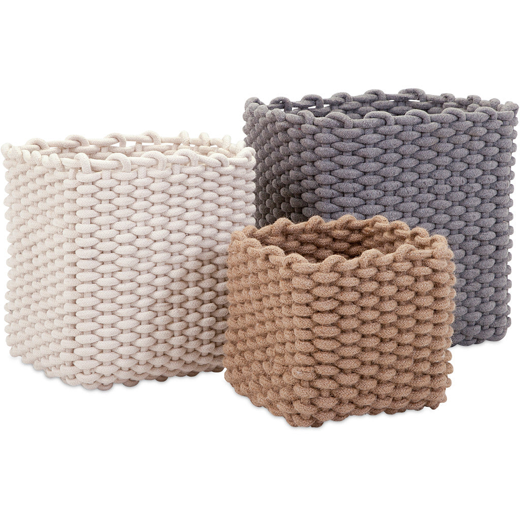Natural Cotton Rope Baskets (Set of 3)