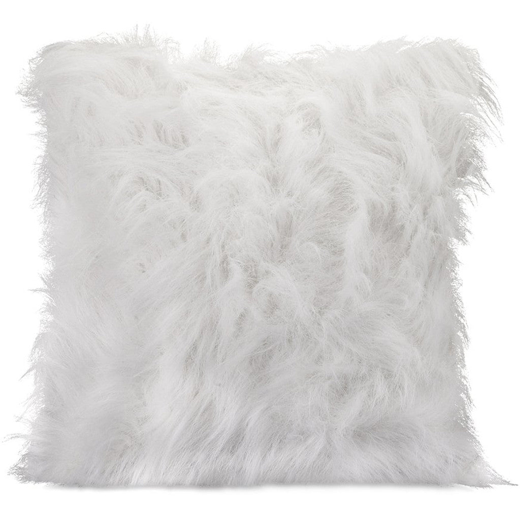 Nikki Chu White Faux Fur Pillow