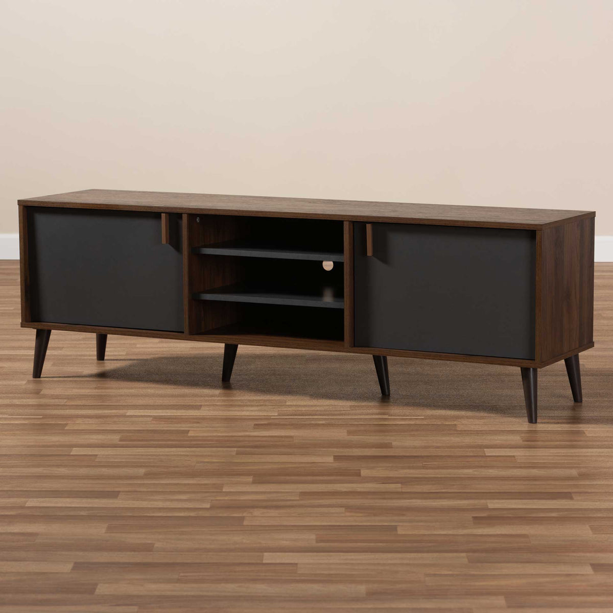 Sabastian TV Stand Walnut/Dark Gray