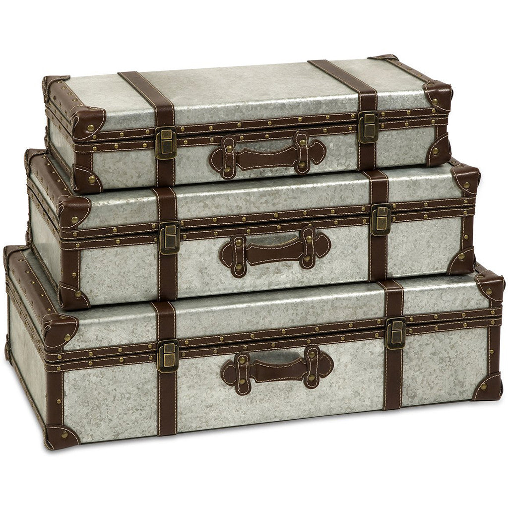Tuolumne Galvanized Trunks (Set of 3)
