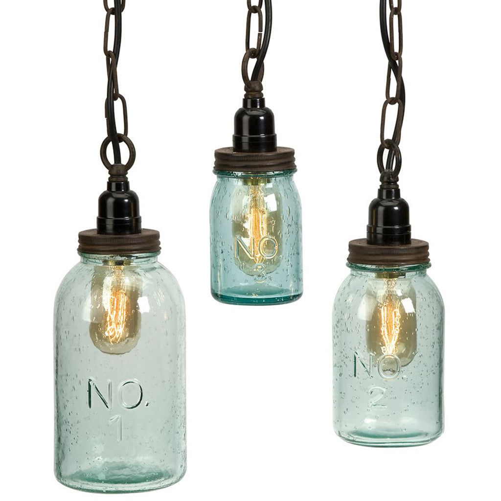 Limestone Mason Jar Pendant Lights (Set of 3)