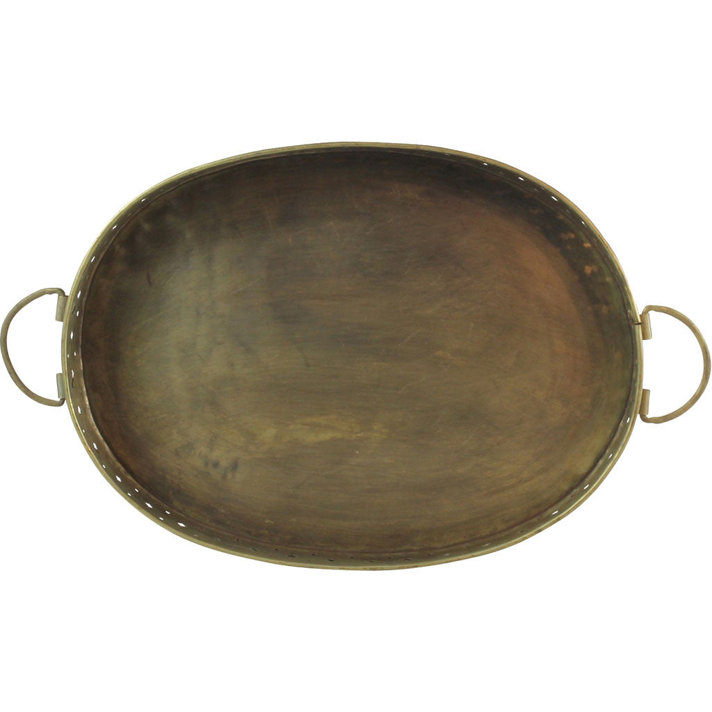 Drew Bar Tray Oval Antique Brass