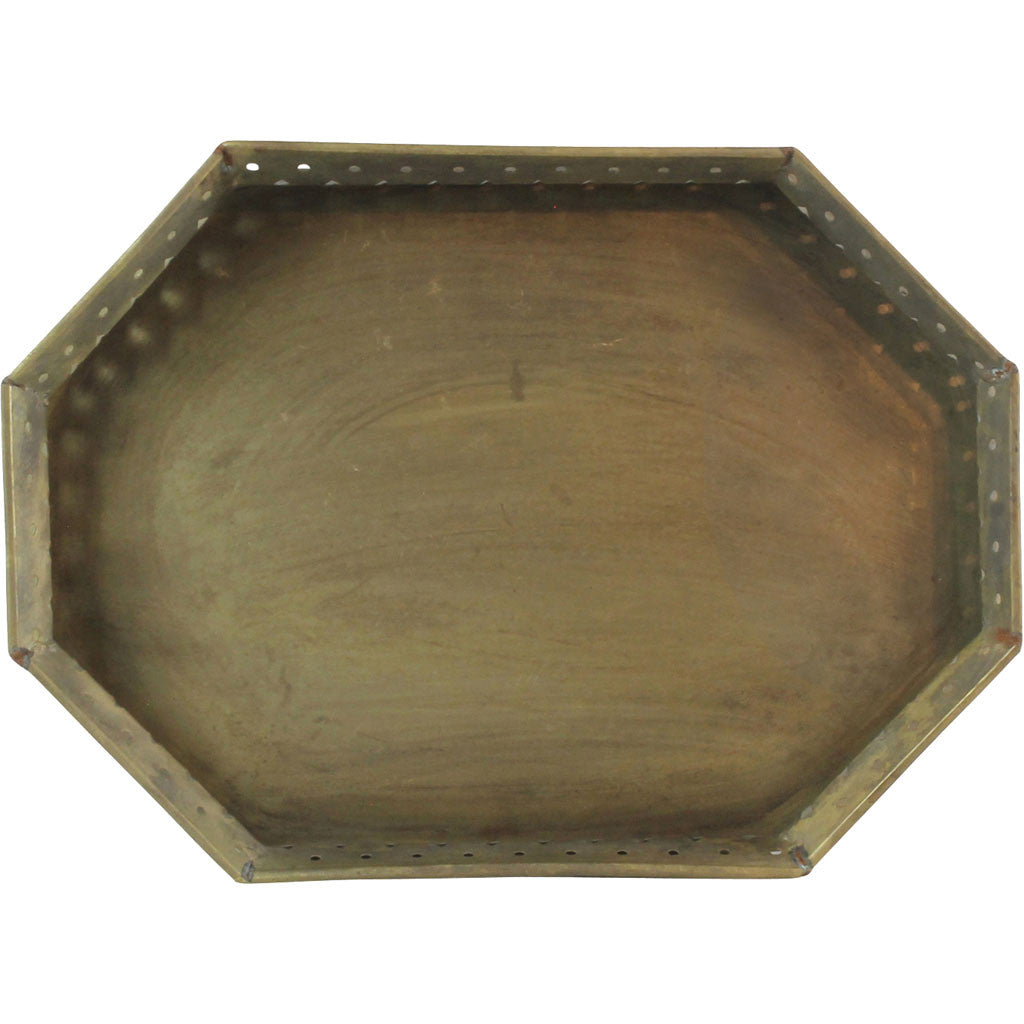 Drew Bar Tray Octagon Antique Brass
