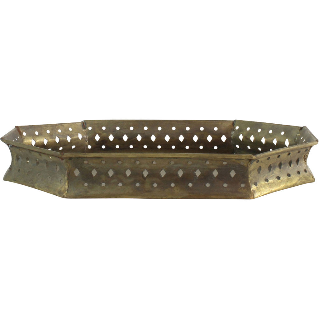 Drew Bar Tray Octagon Antique Brass
