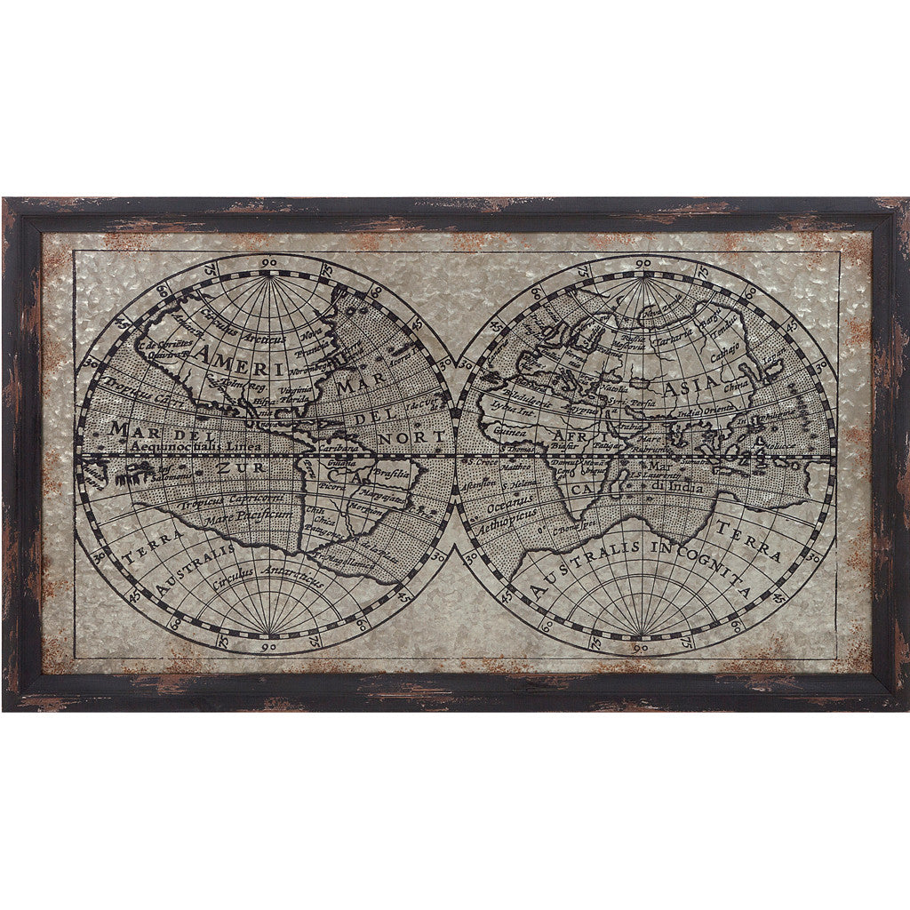 Eansworth Galvanized Map Wall Decor