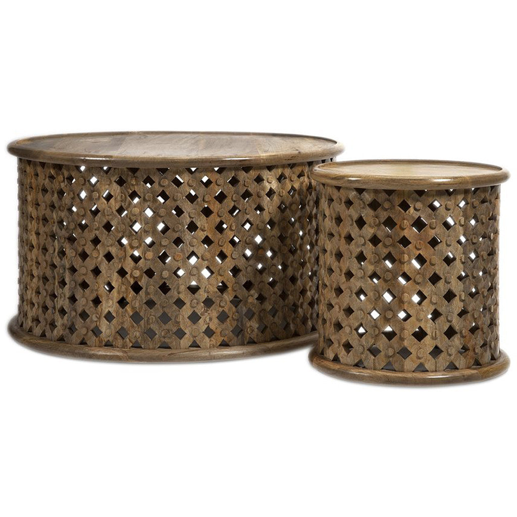 Adams 2-Piece Carved Wooden Tables