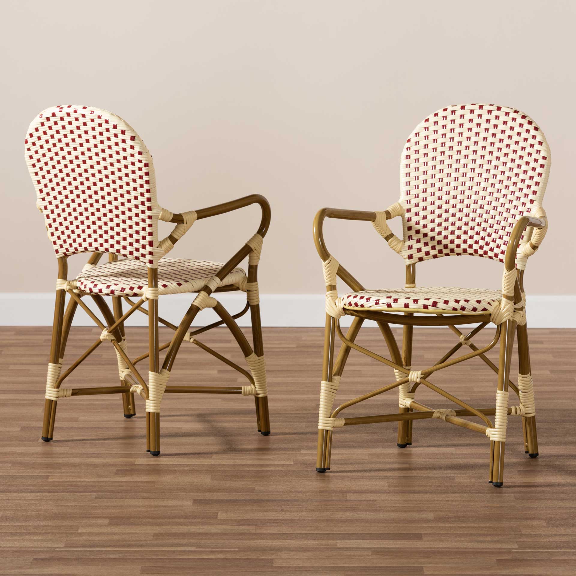 Sedra Dining Chair Beige/Red (Set of 2)