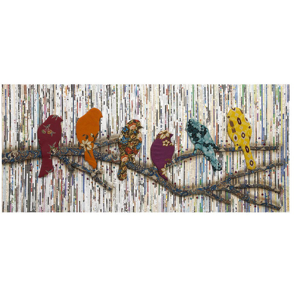 Clarke Batik and Newspaper Bird Wall Decor