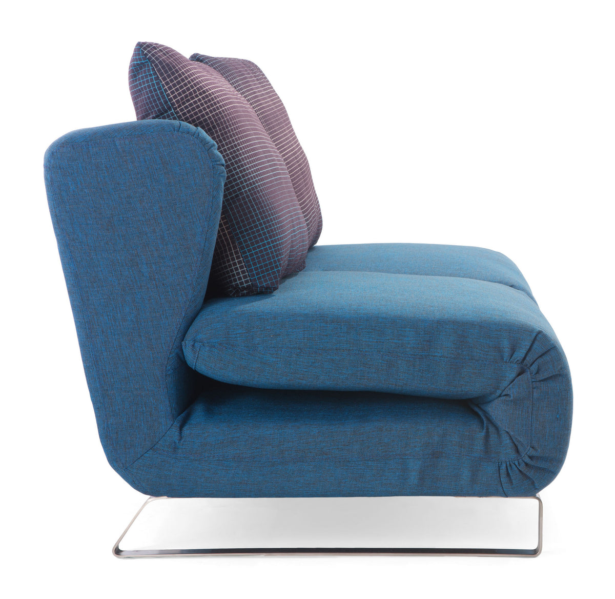 Chester Sofa Sleeper Cowboy Blue Body & Shadow Grid Cushion