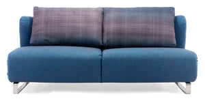 Chester Sofa Sleeper Cowboy Blue Body & Shadow Grid Cushion