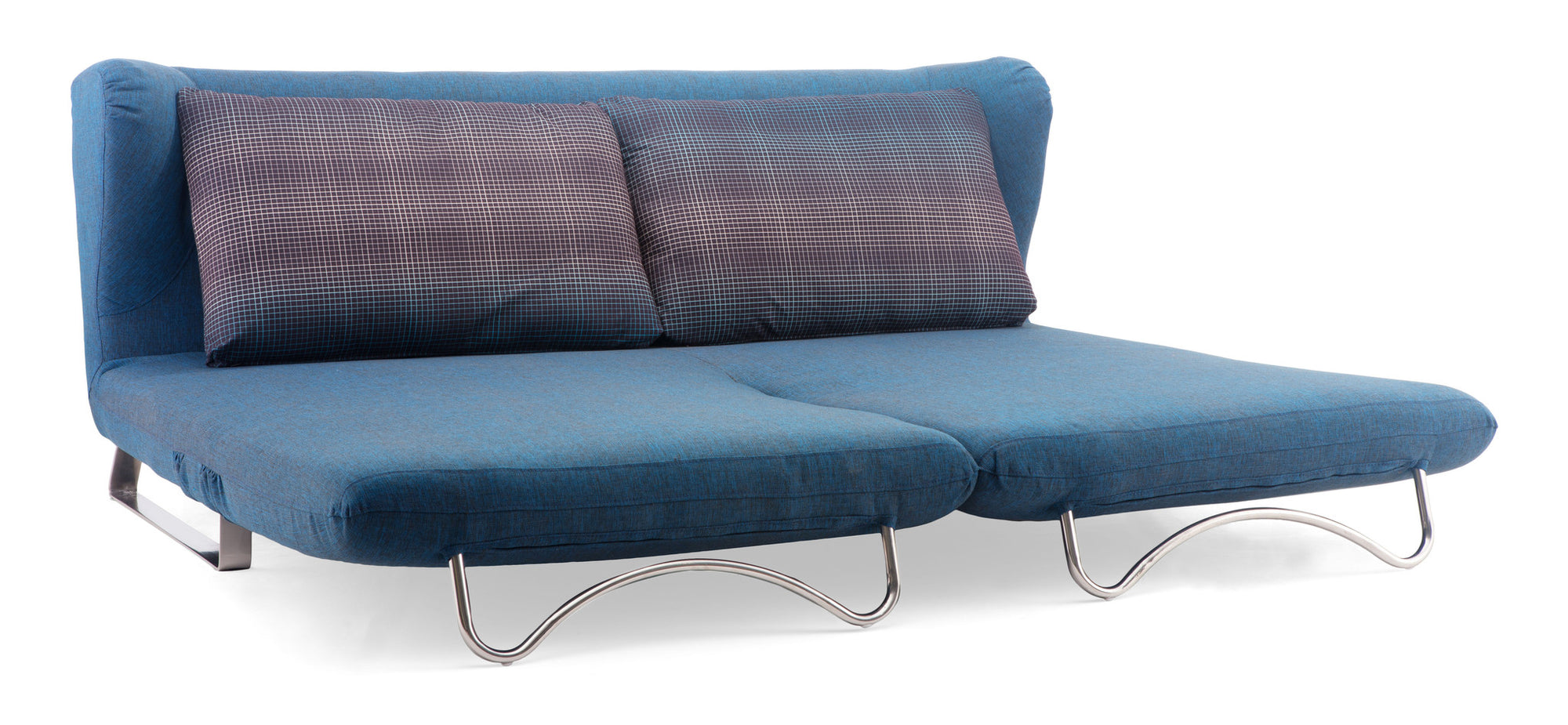 Chester Sofa Sleeper Cowboy Blue Body & Shadow Grid Cushion