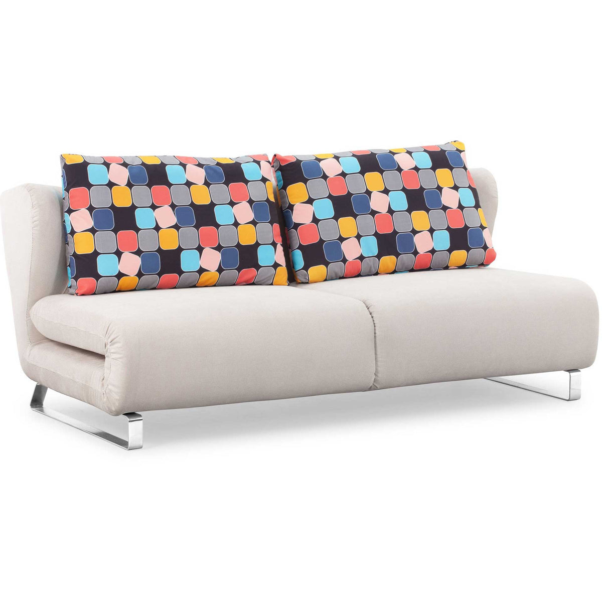 Chester Sofa Sleeper Cement Body &amp; Color Block Back Cushion