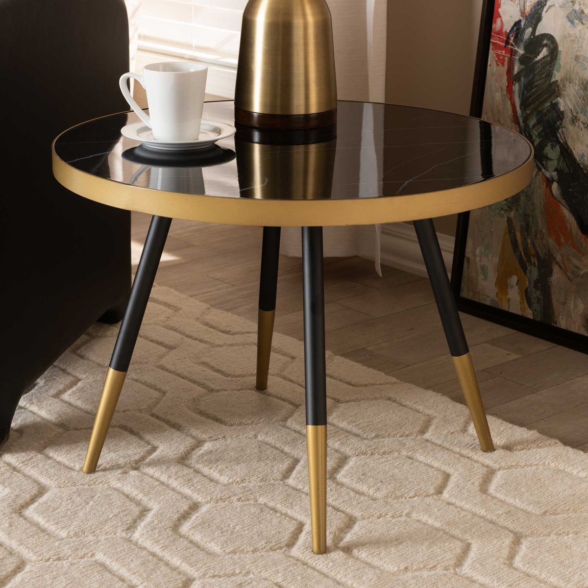 Seattle Marble/Metal Coffee Table Black/Gold