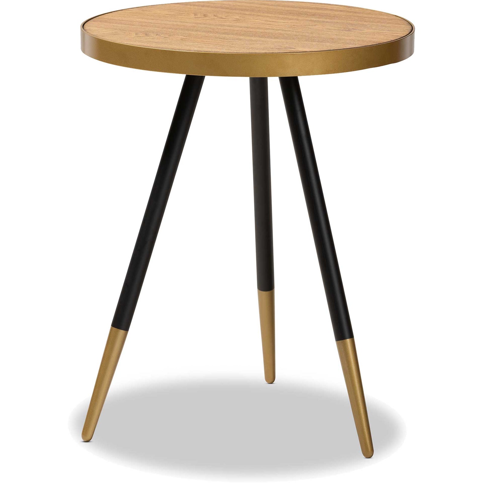 Seattle Wood/Metal End Table Walnut/Black/Gold