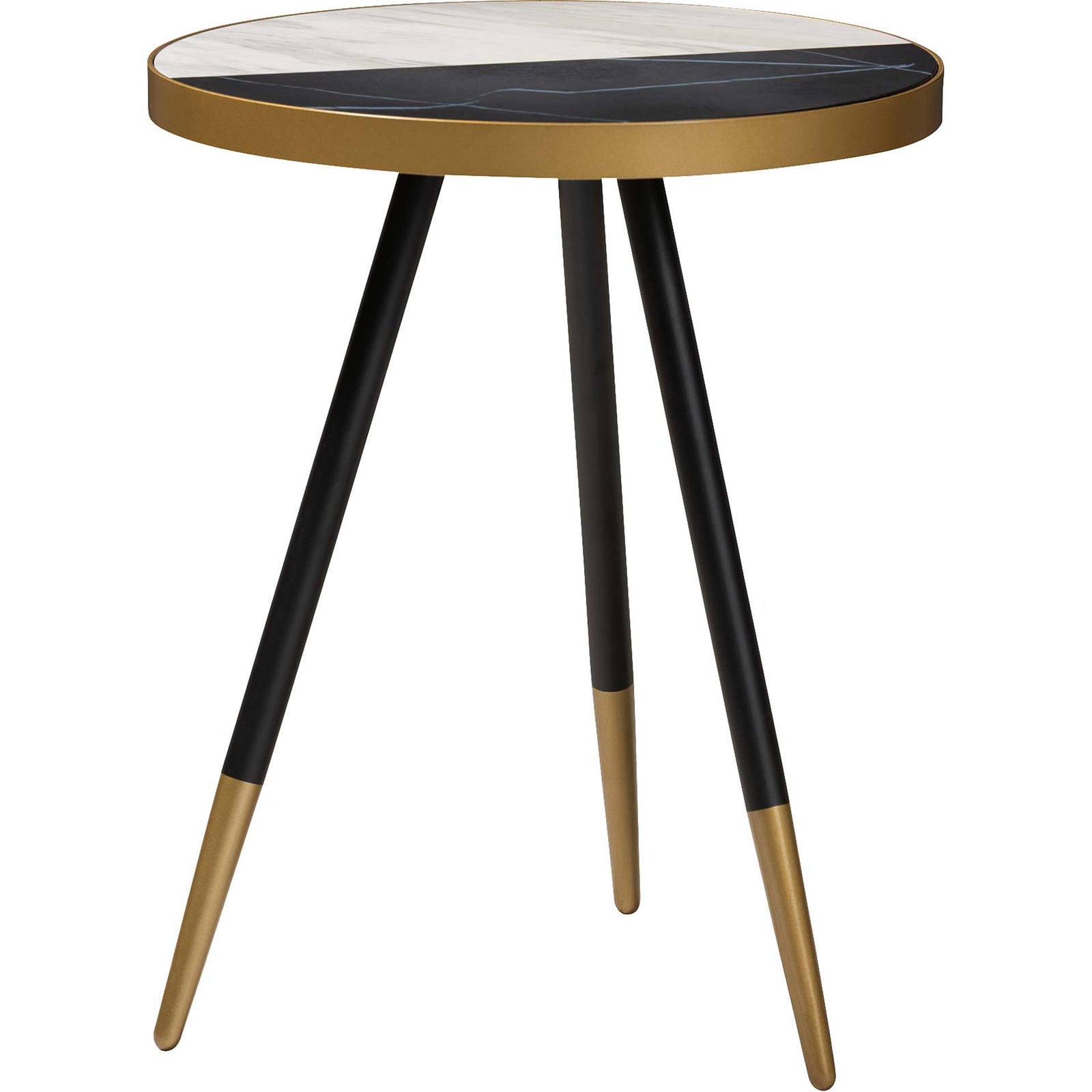 Seattle Marble/Metal End Table Black/Gold