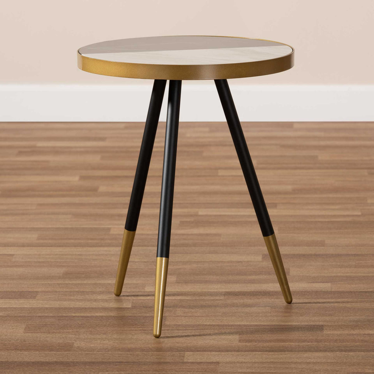 Seattle Marble/Metal End Table Black/Gold