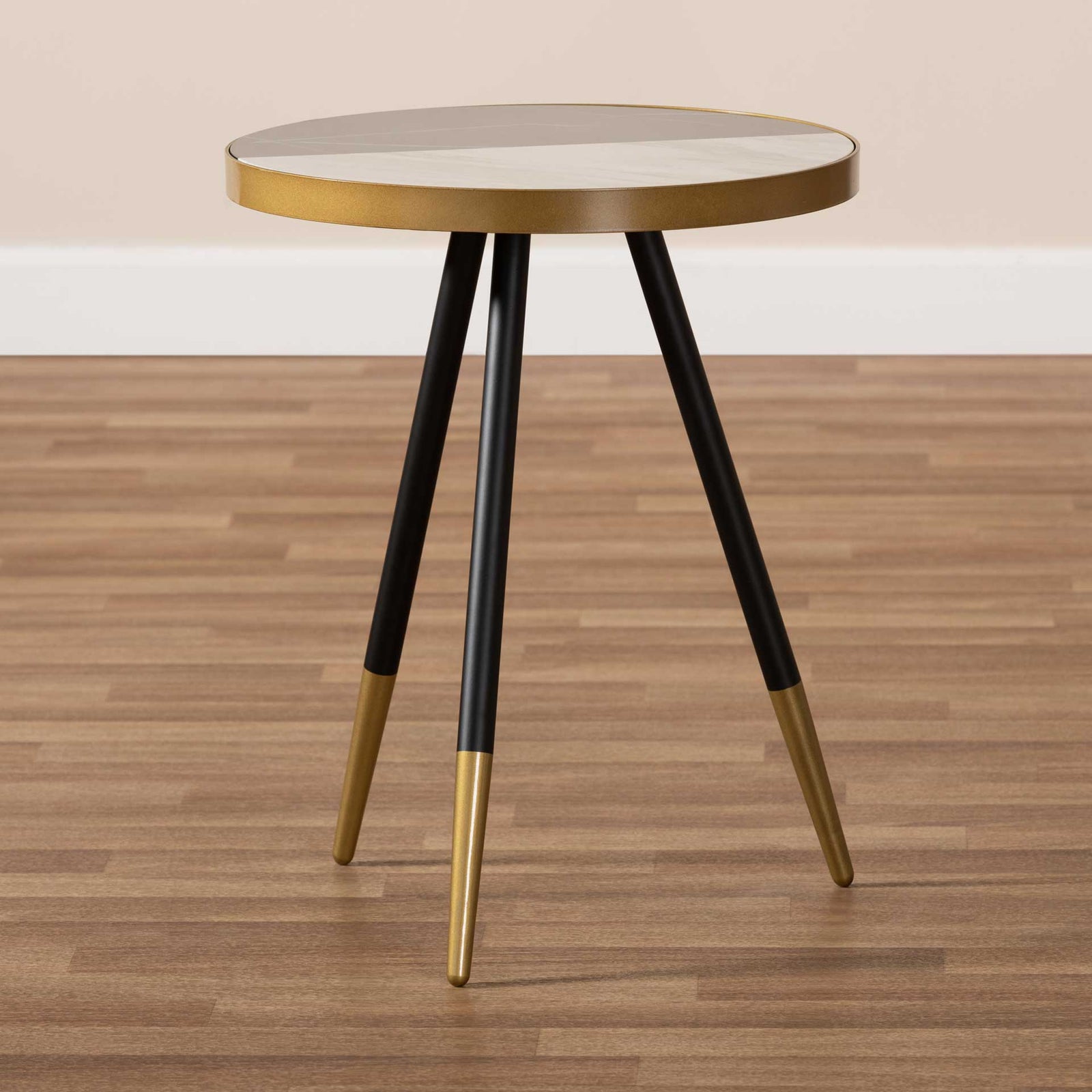 Seattle Marble/Metal End Table Black/Gold