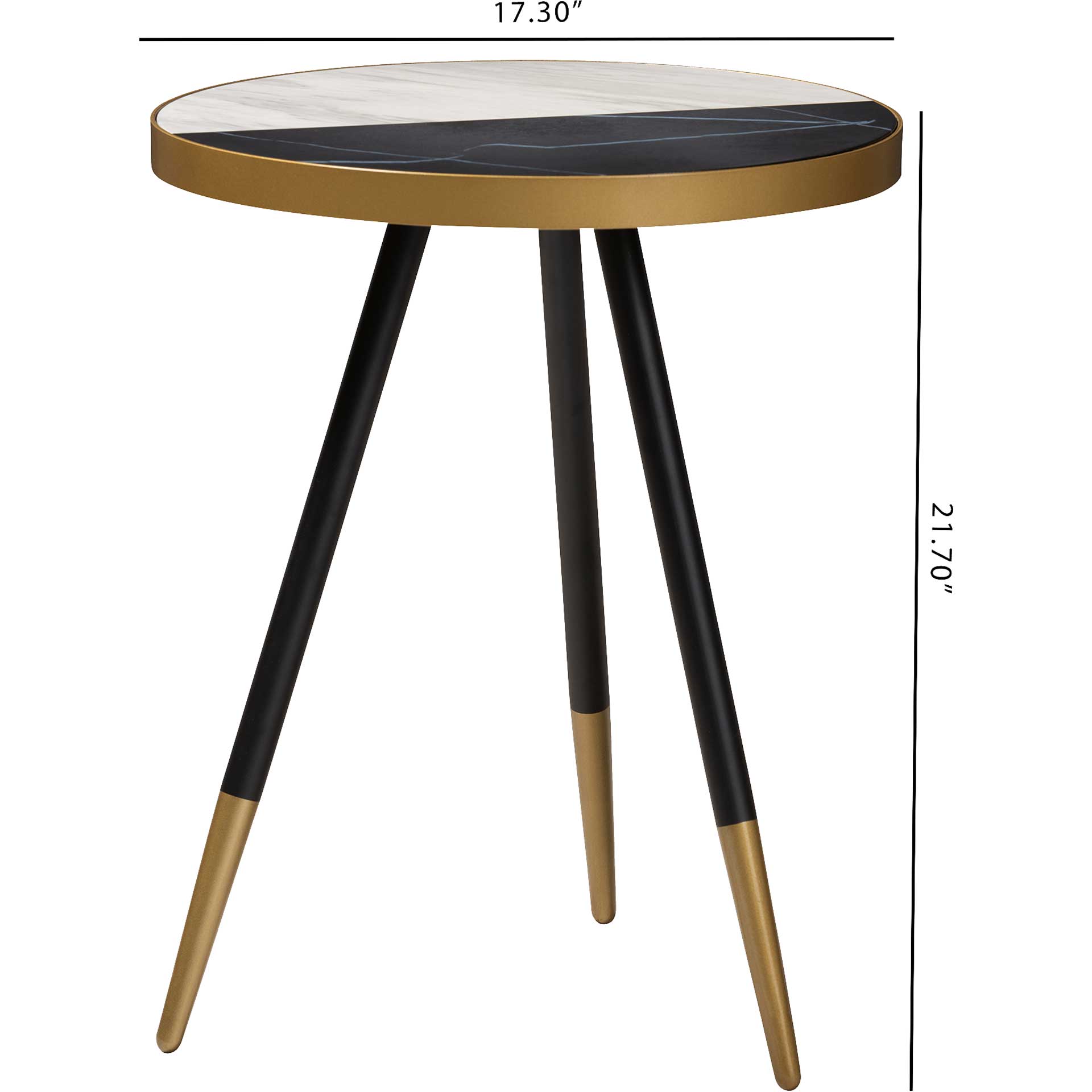 Seattle Marble/Metal End Table Black/Gold