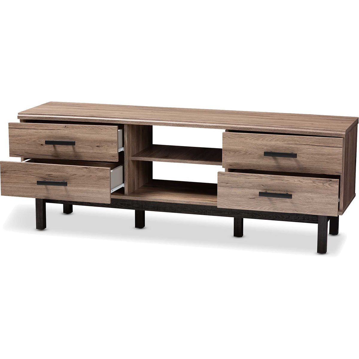 Ariel 4-Drawer TV Stand Oak/Black
