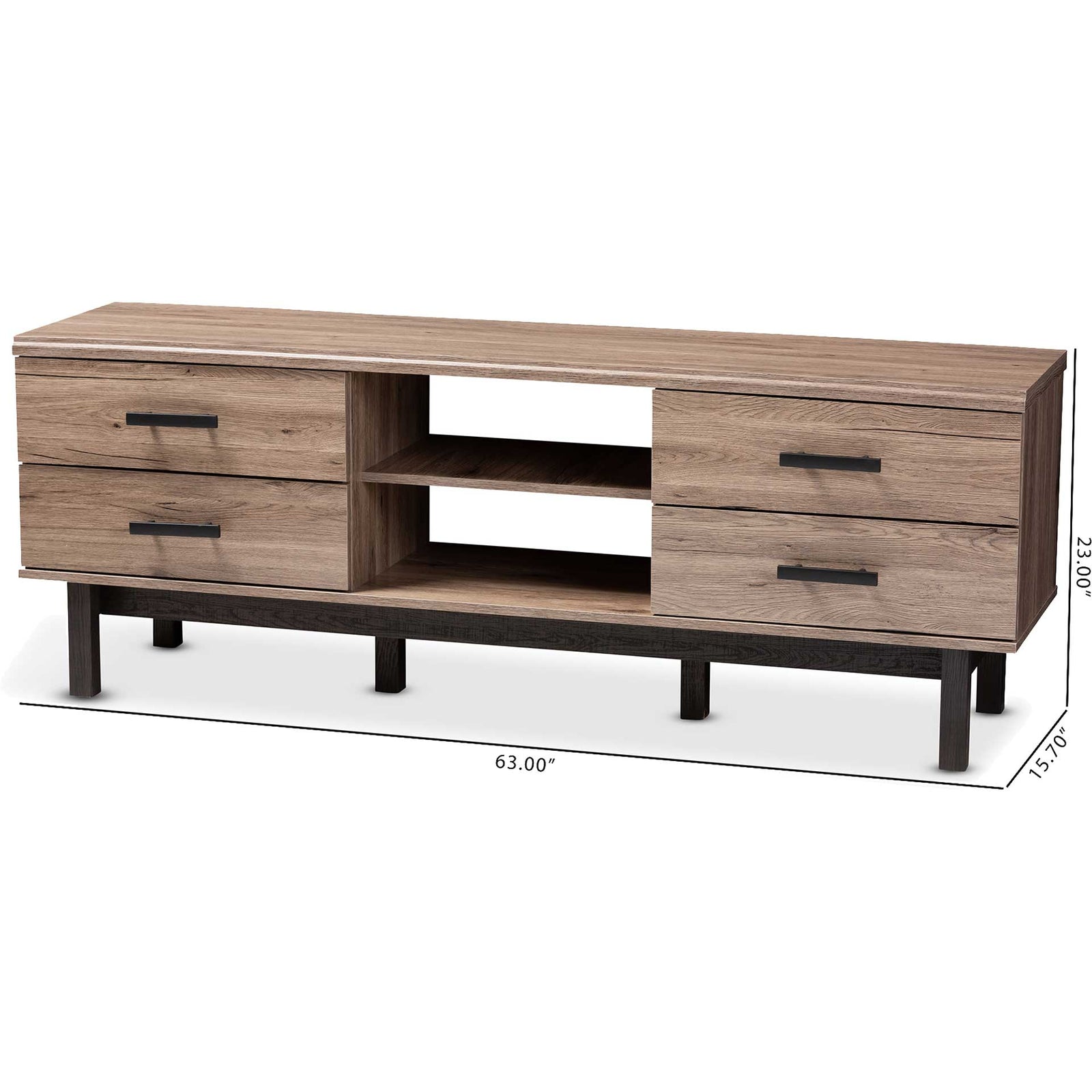 Ariel 4-Drawer TV Stand Oak/Black