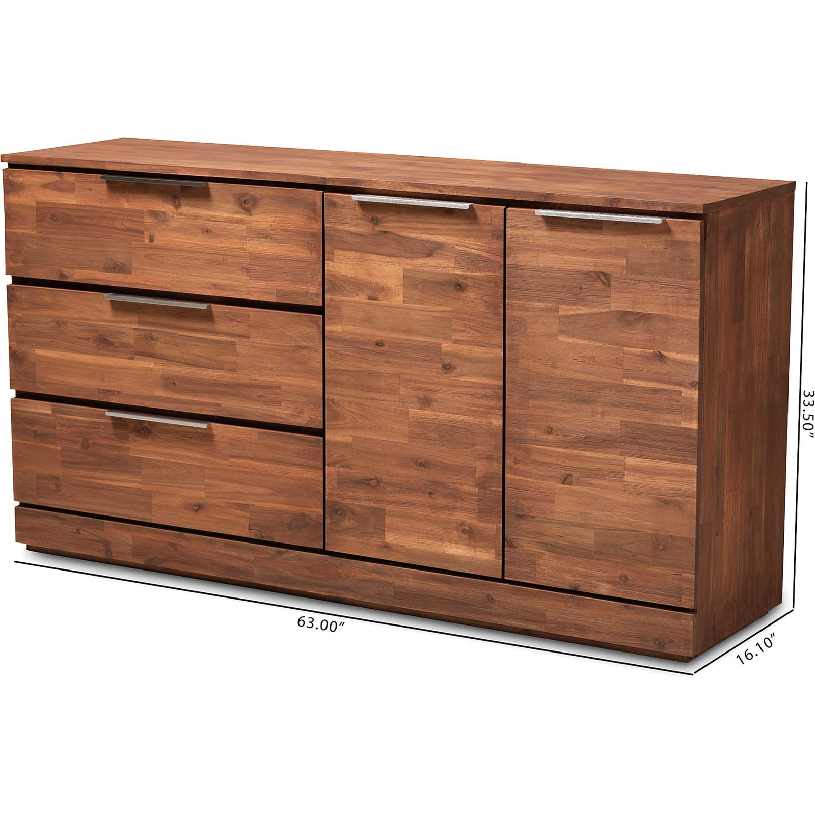 Seattle 3-Drawer Wood Server Golden Oak