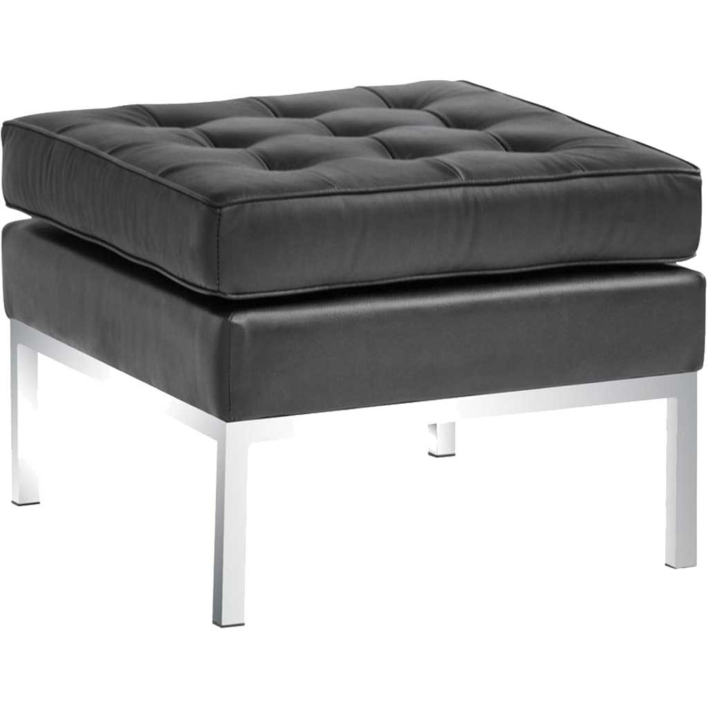 Belmont Ottoman in Leather Black