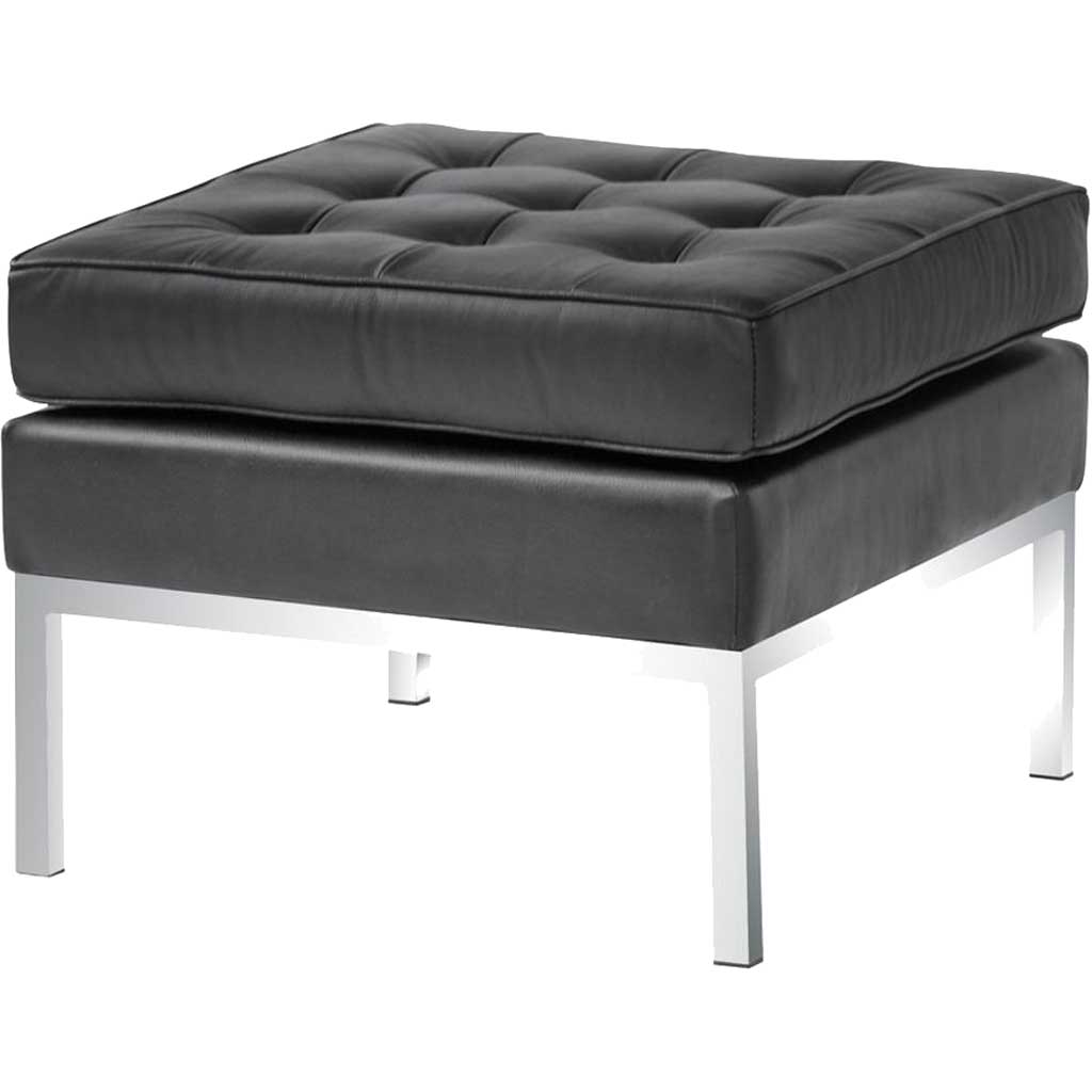 Belmont Ottoman in Leather Black