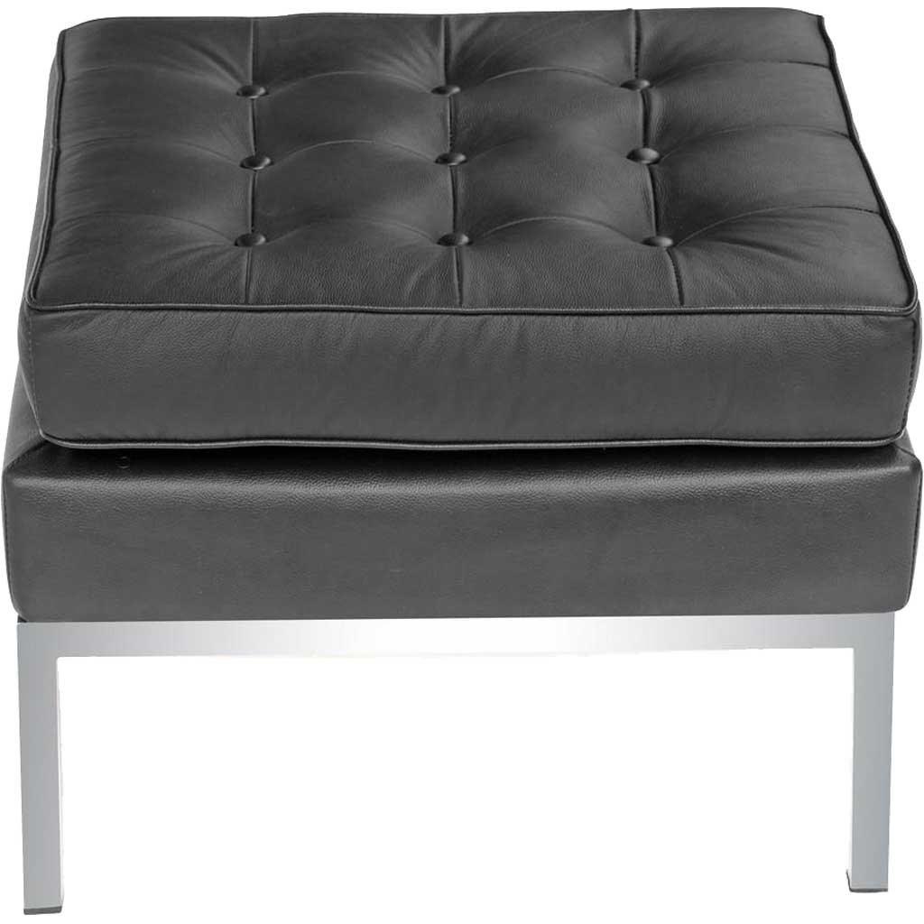 Belmont Ottoman in Leather Black