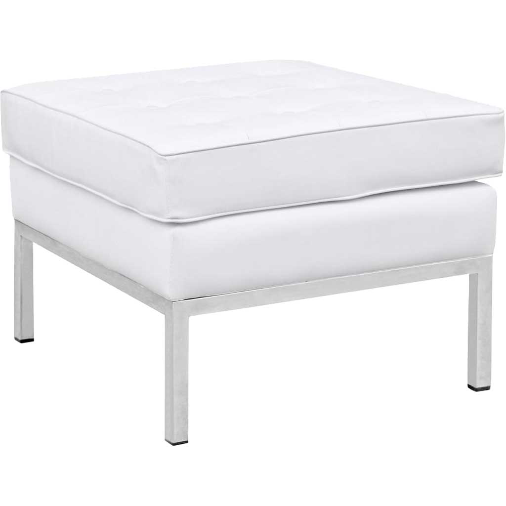 Belmont Ottoman in Leather White