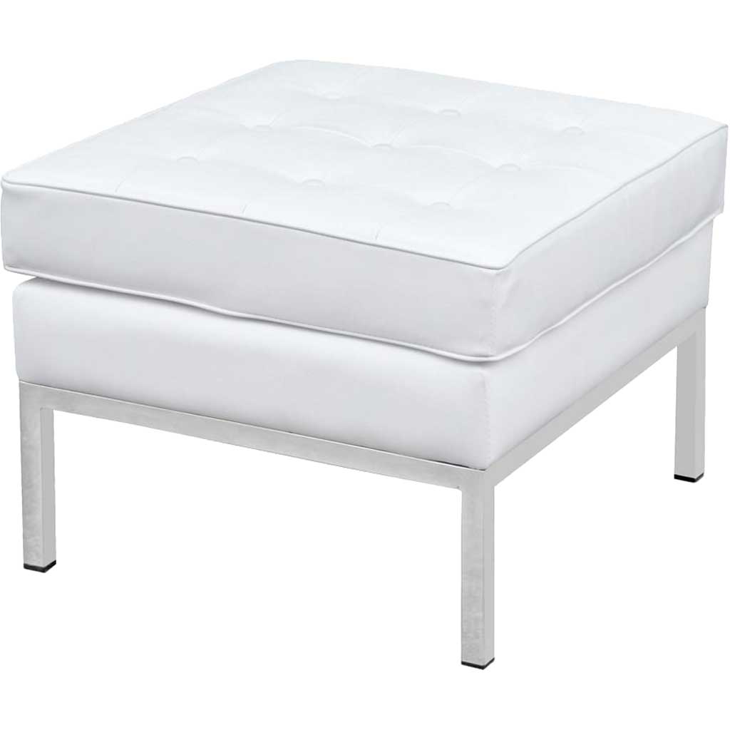 Belmont Ottoman in Leather White