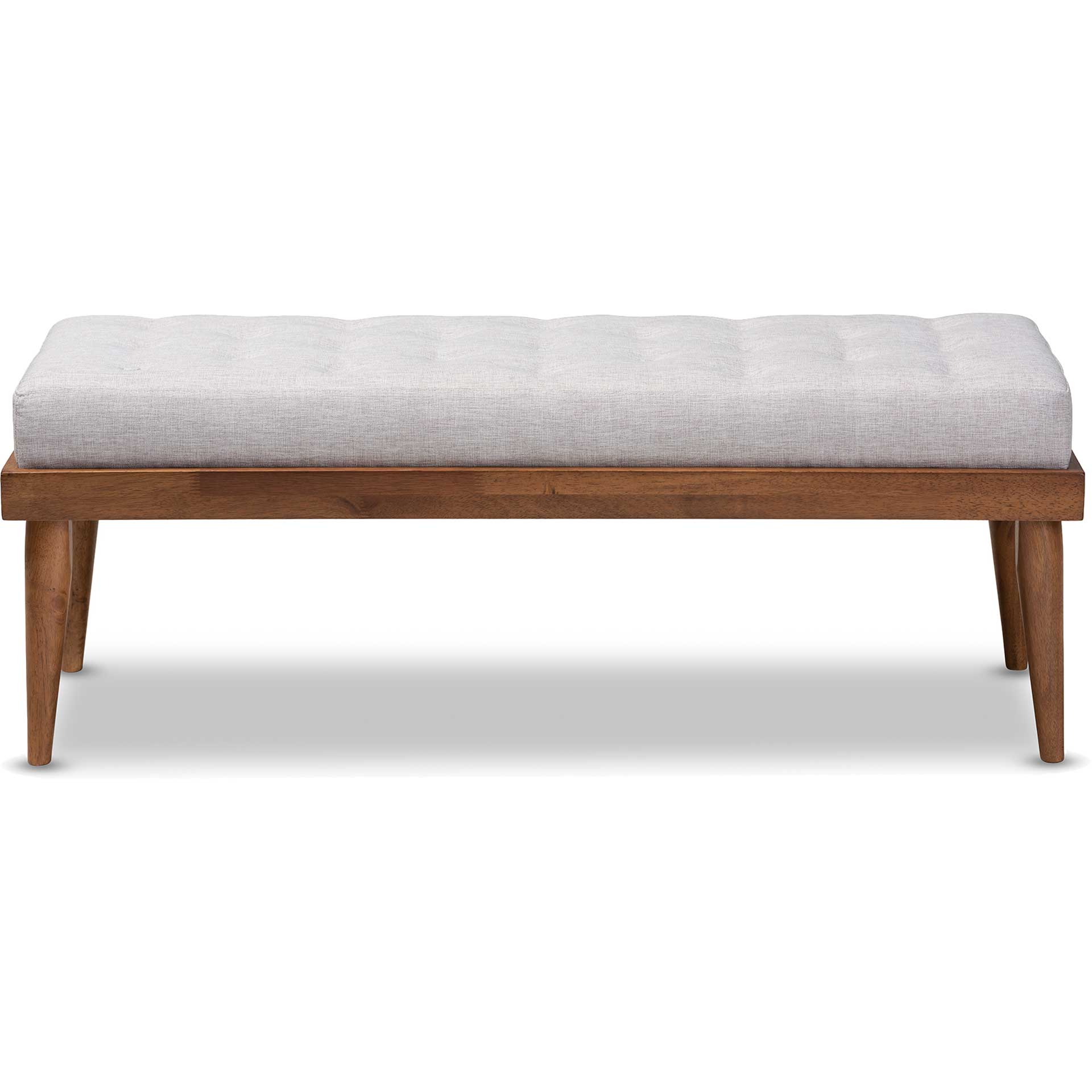 Seattle Fabric Upholstered Bench Grayish Beige/Walnut