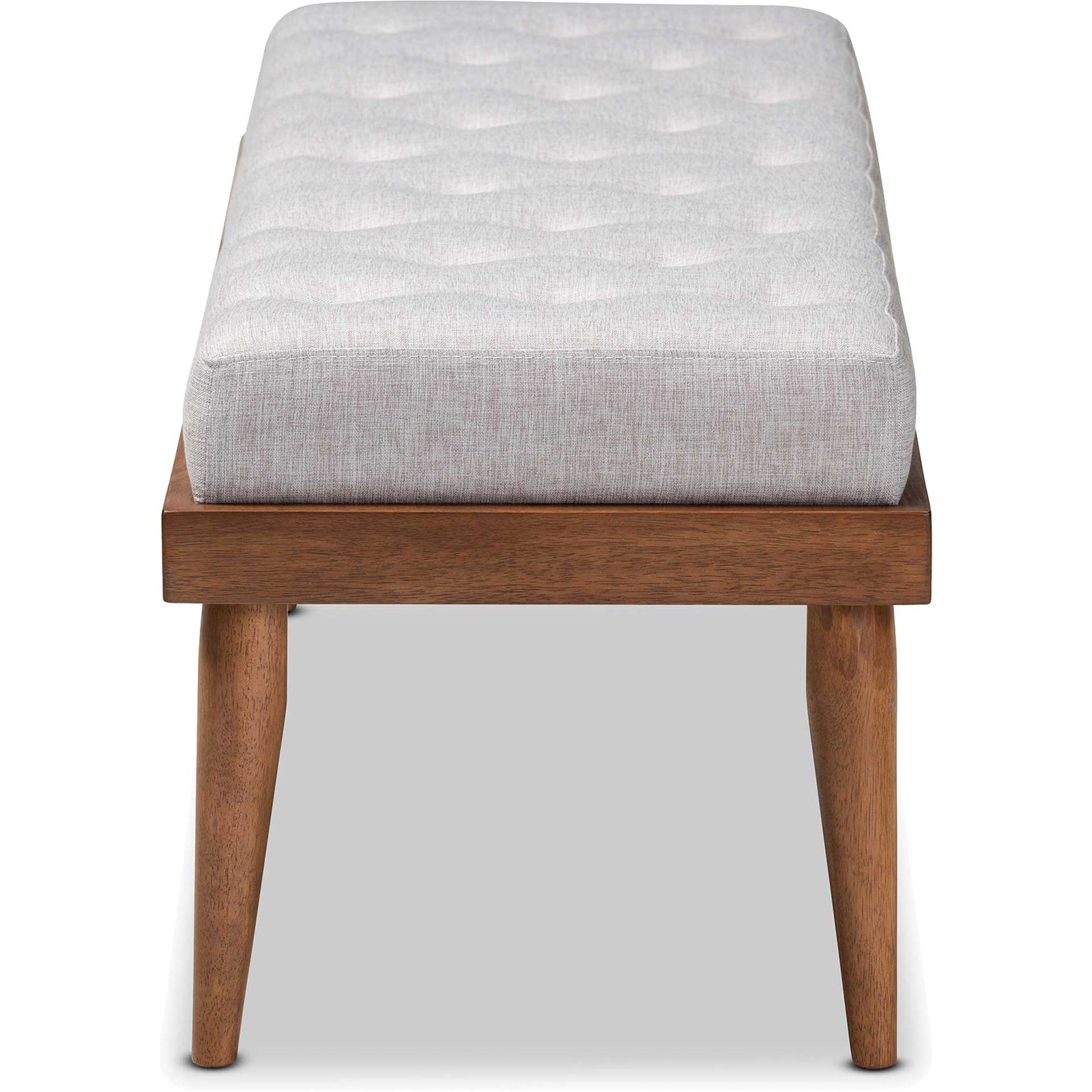 Seattle Fabric Upholstered Bench Grayish Beige/Walnut
