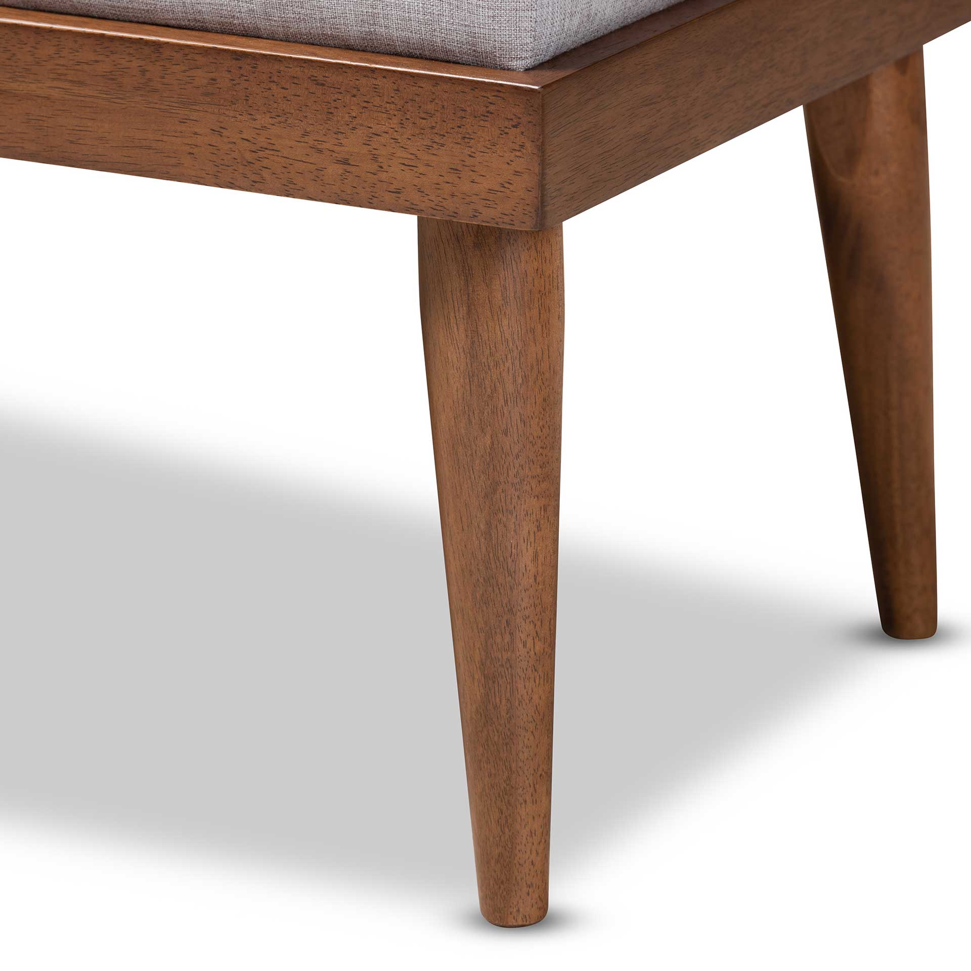 Seattle Fabric Upholstered Bench Grayish Beige/Walnut