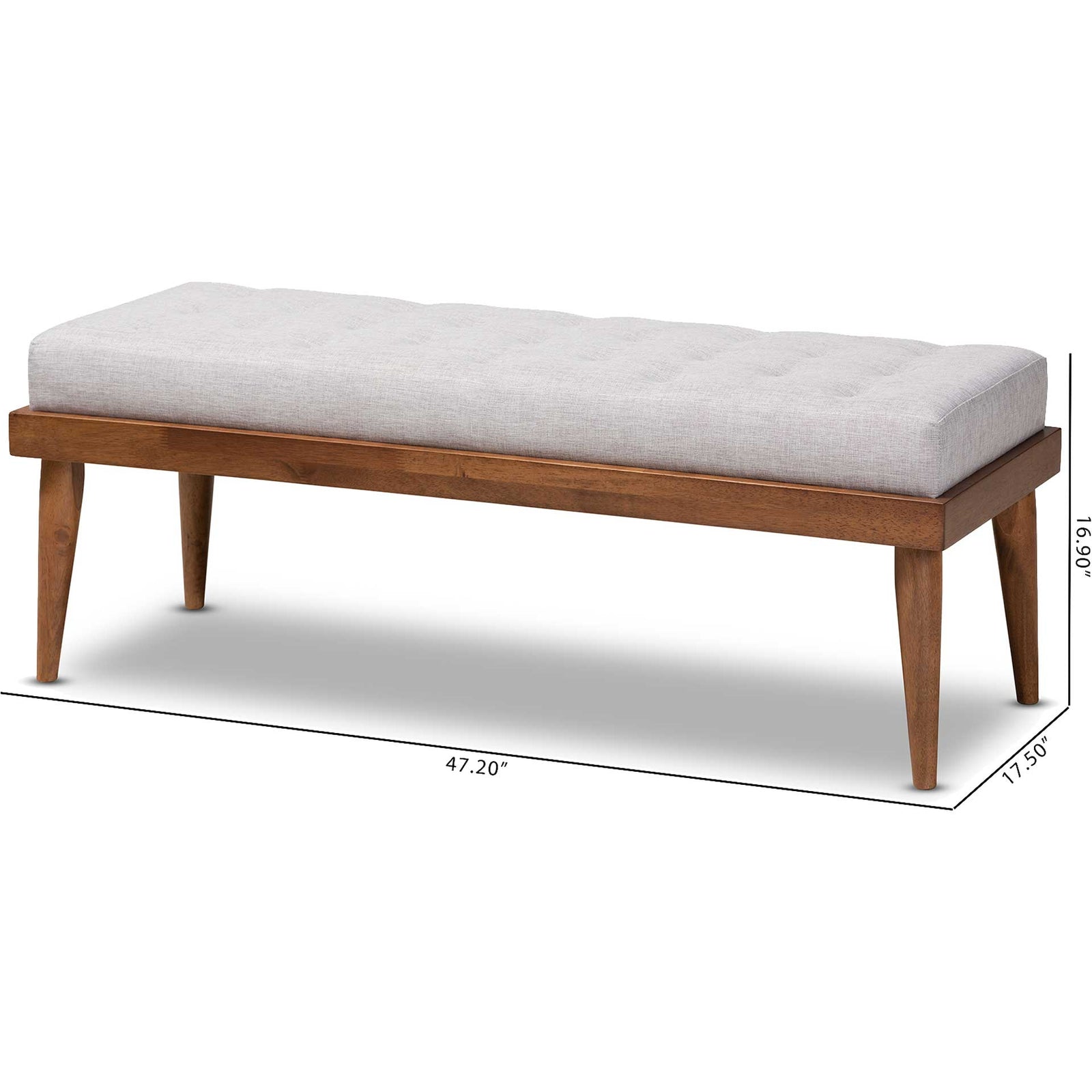 Seattle Fabric Upholstered Bench Grayish Beige/Walnut