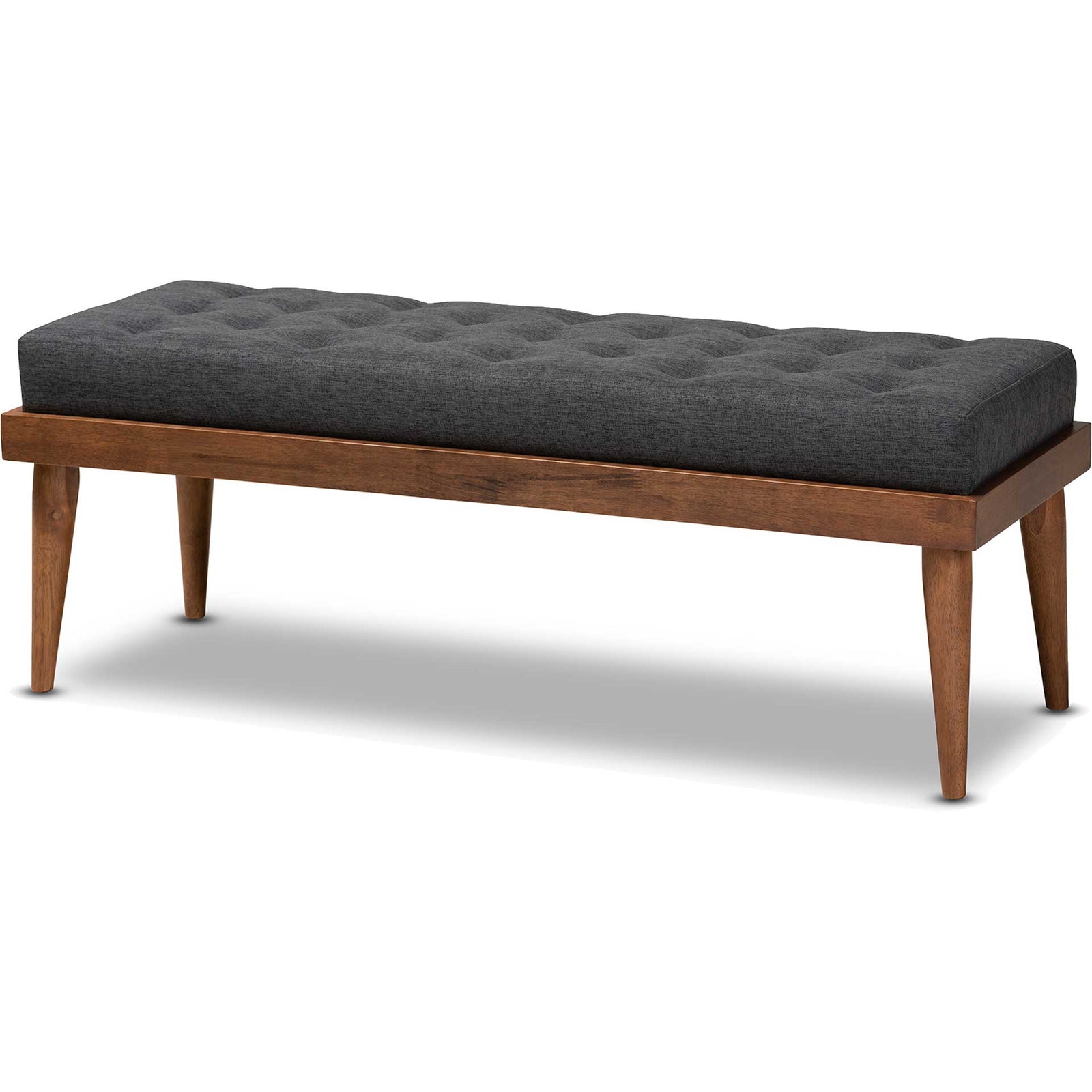 Seattle Fabric Upholstered Bench Charcoal/Walnut